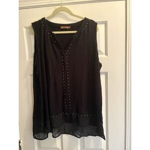 Beldini Women's Sleeveless Blouse Black Studded Chiffon Hem Size 3x